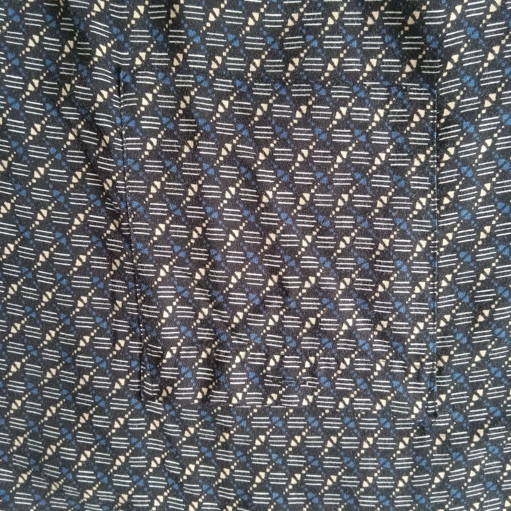 Feldini Black & Blue Geometric Abstract Print Short Sleeve Button Down Shirt XXL - Picture 6 of 12